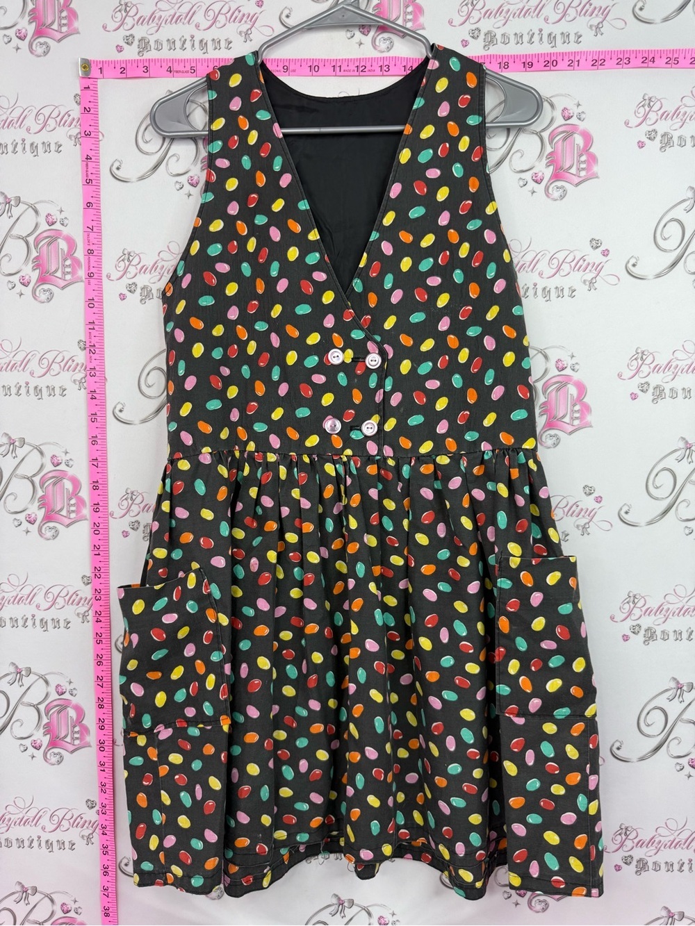 Dress jellybean retro vintage Black Dress with Colorful Candy Dot Print